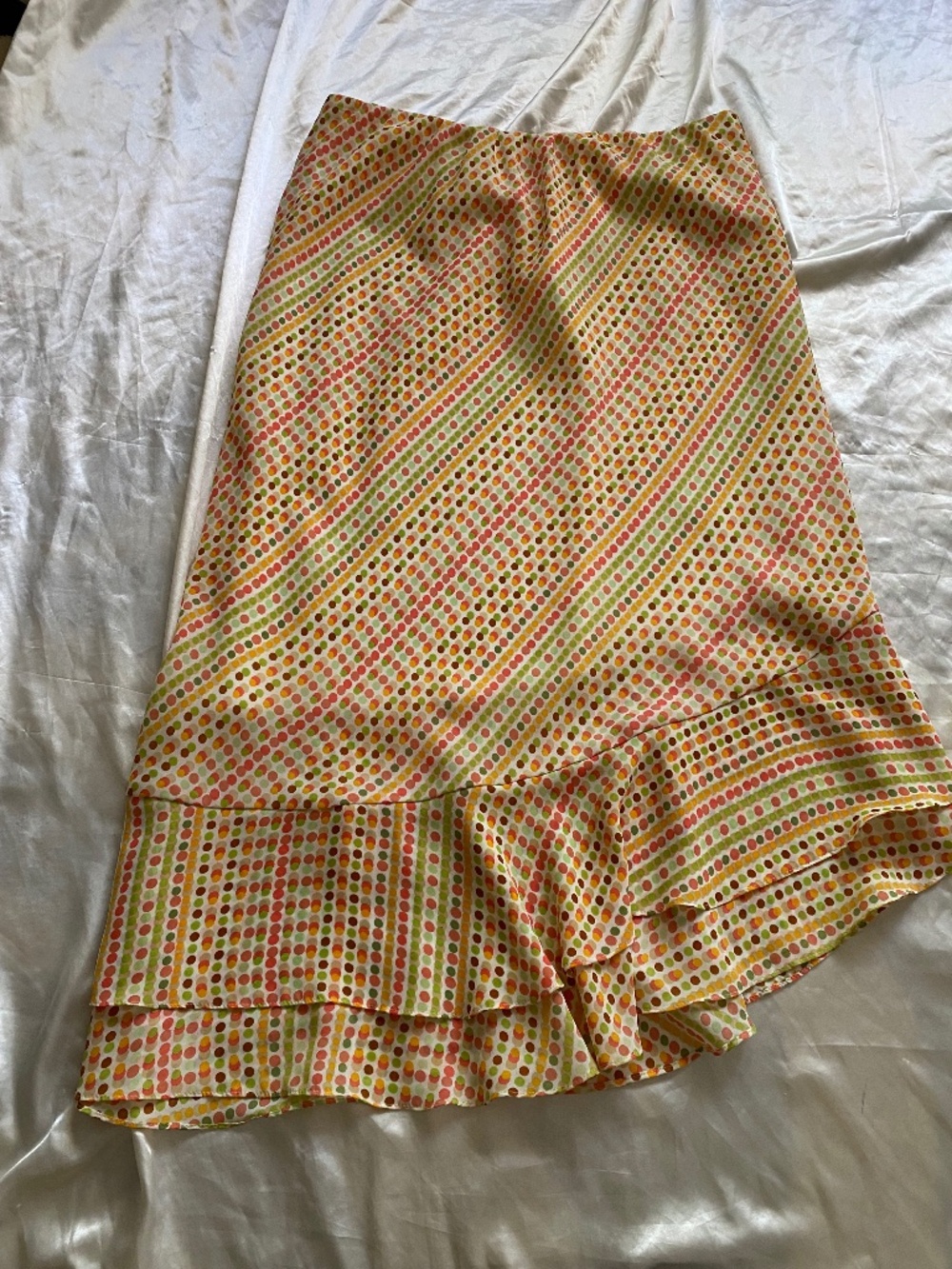 Vintage y2k Multicolor Polka Dot Midi Skirt Ruffle Layered Size 18 / 20 Plus